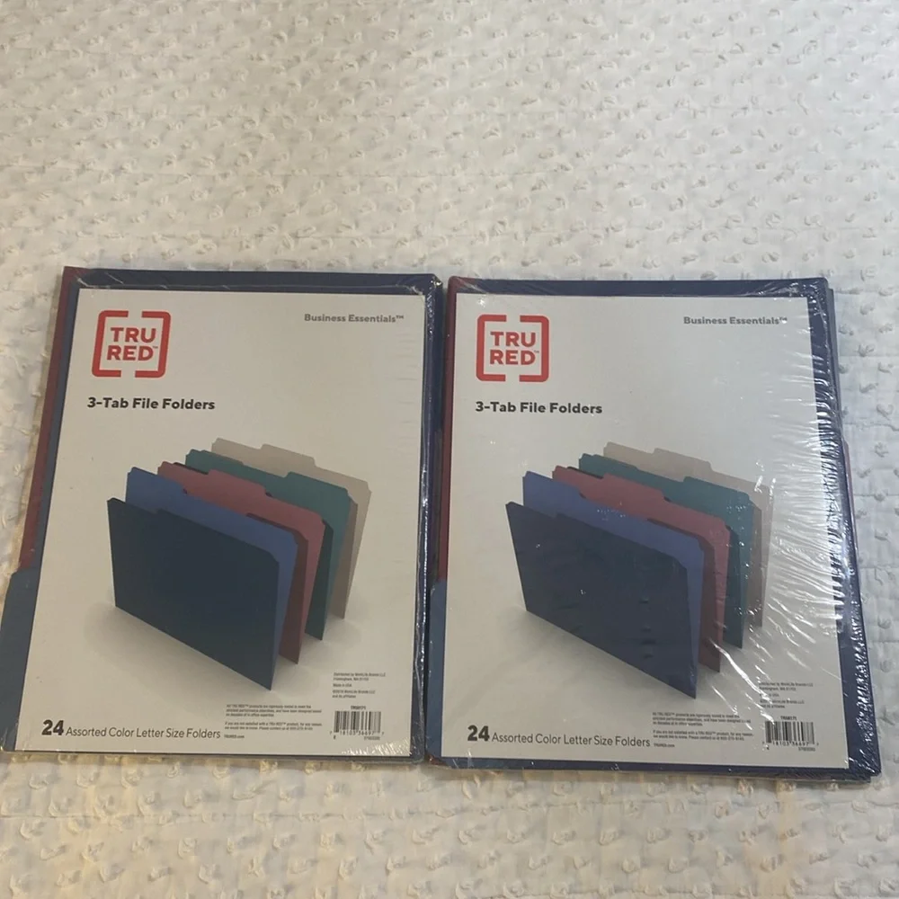 NWT TRURED 3 Tab File Folders 24 Assorted Colors (2)